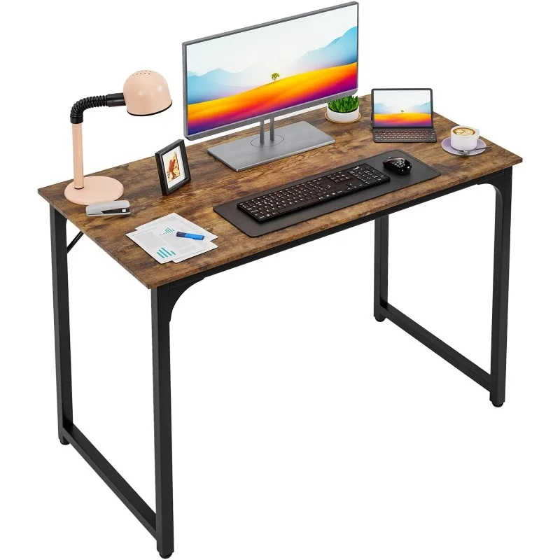 

32/39/47 inch Computer Desk Study Writing Table, Adjustable feet, Modern Furniture for Home Office (1, Brown, 39 inc