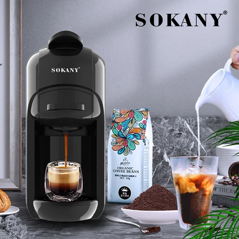 Sokany1450 W-Cafetière à Capsules Haute Puissance, 3 Adaptateurs, Machine à Expresso