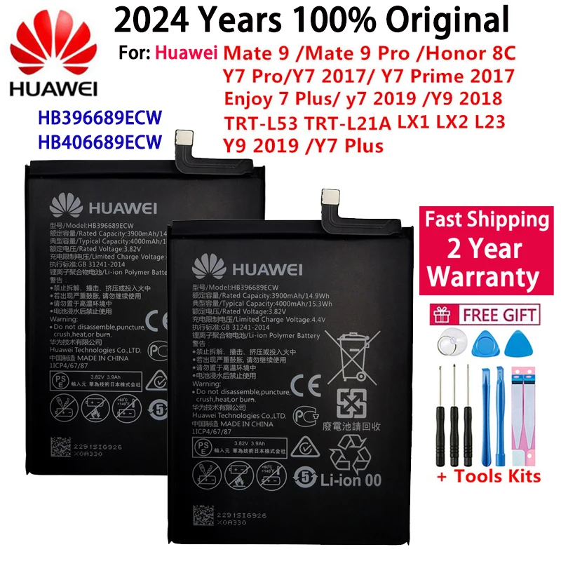 Hua Wei Original HB396689ECW 4000mAh Battery for Huawei Mate 9/9 Pro Y7 Prime Y7 2017 Honor 8C Y9 2018 2019 Version Enjoy 7 plus