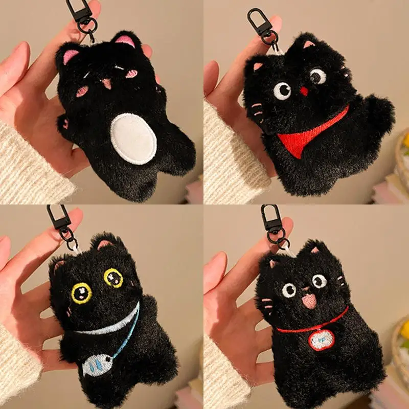 

1Pc Cartoon Plush Small Black Cat Keychain Sweet Cute Animal Doll Pendant Backpack Hangings Decoration Birthday Gifts