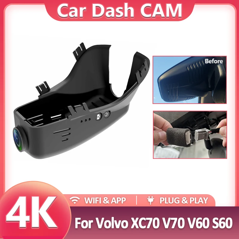 

Видеорегистратор 4K UHD для Volvo XC70 V70 V60 S60 2011-2017, подключение Plug and Play, встроенный Wi-Fi, поддержка записи с задней камеры.