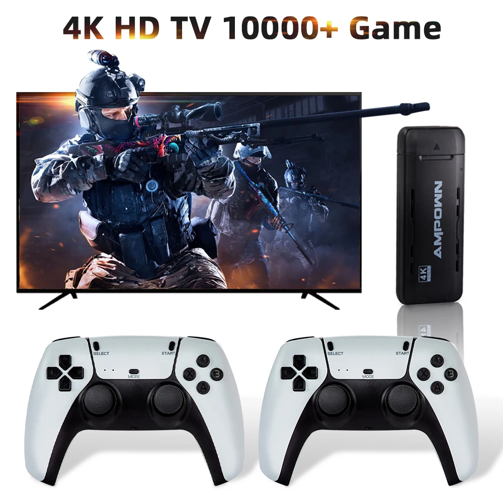 

Консоль игровая Беспроводная 4K Ultra HD 2,4G, 10000 + Ретро-игр для PS1/PSP/FC/GBA