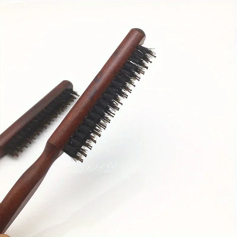 1 pc Natural Boar Bristle Hair Fluffy Comb Wood Handle Hair Brush Anti-static Barber Hair Comb Salon Hairdresser Styling Tool