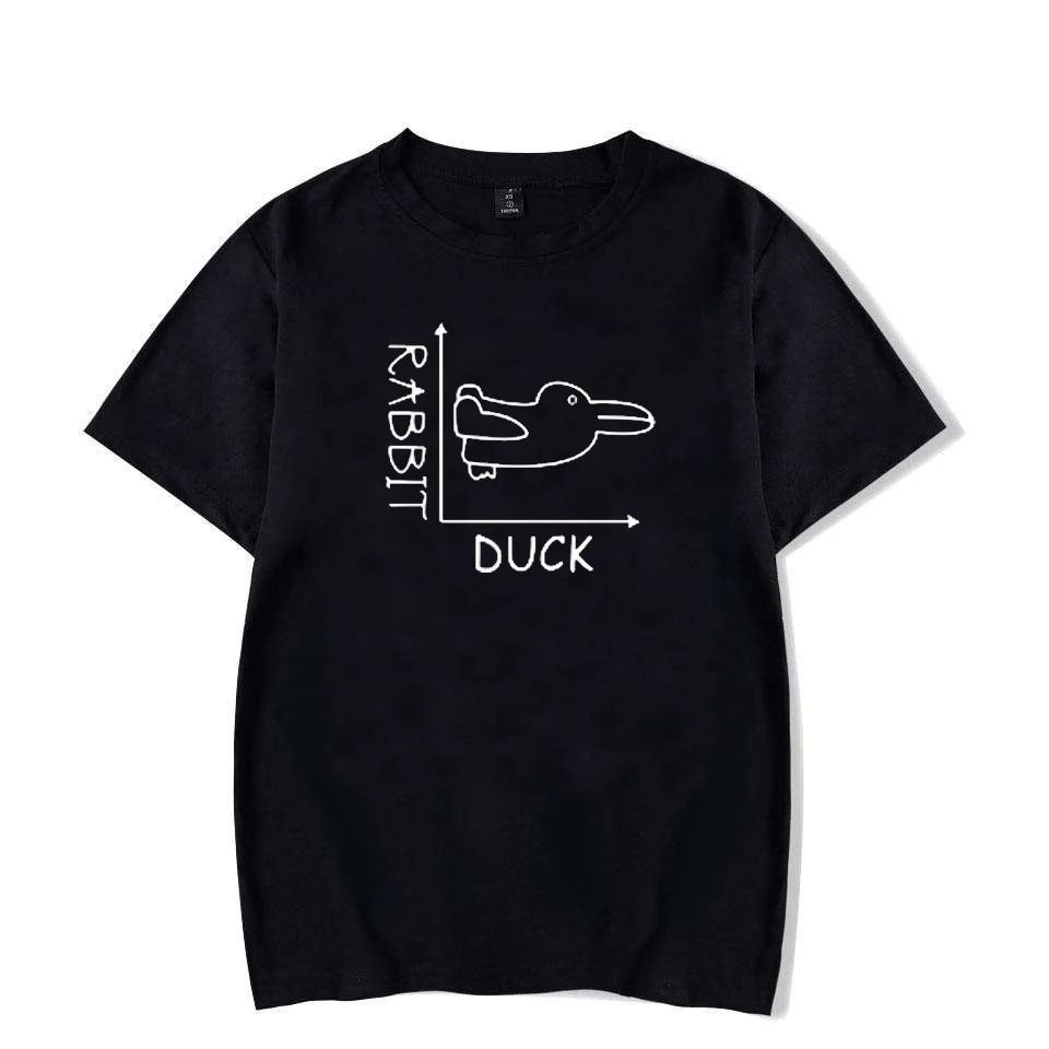Duck Rabbit Fun Math Printed Pattern men's women's T-shirt Extra Large Casual Breathable T-shirt summer round neck couple's tops