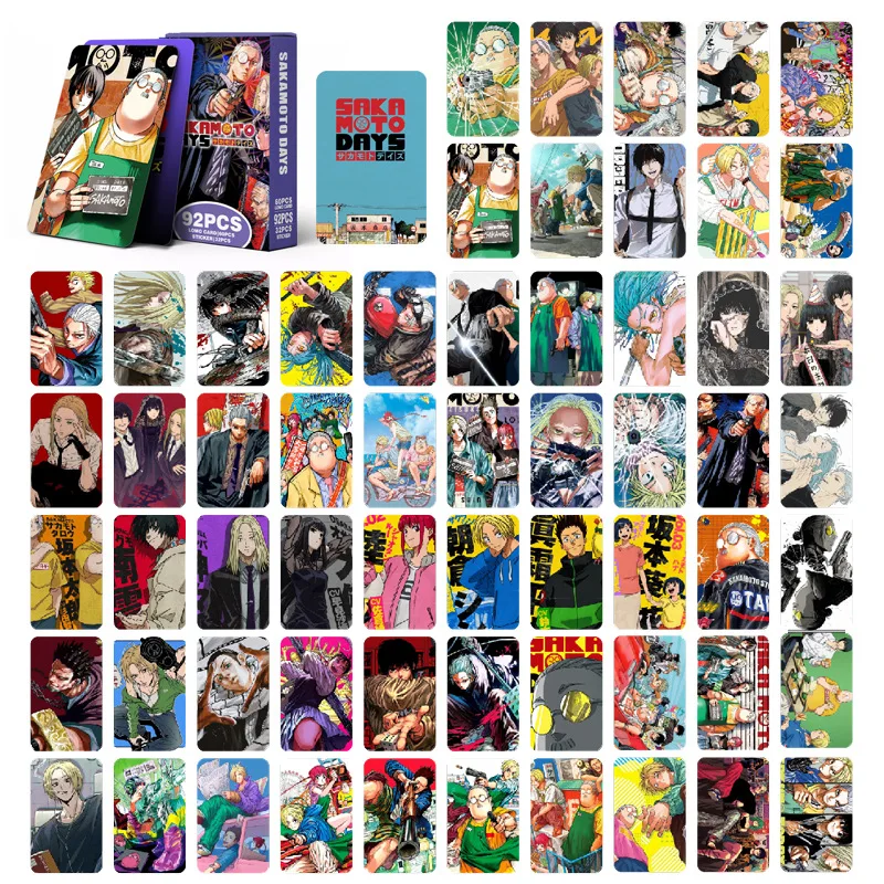 การ์ด SAKAMOTO DAYS 92 ชิ้น/ชุด การ์ดอนิเมะญี่ปุ่นแบบโลโม่ สติกเกอร์เกม พร้อมโปสการ์ด ข้อความ รูปภาพ ของขวัญ ของสะสมสำหรับแฟนคลับ ของเล่น