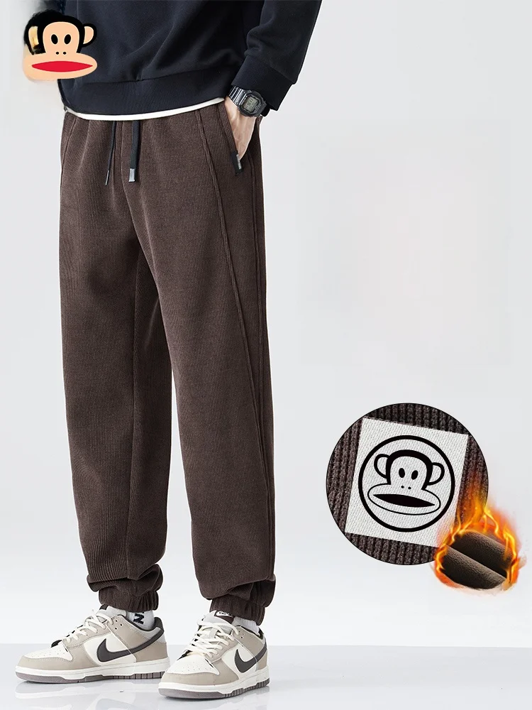 

Мужские повседневные брюки PaulFrank Heavyweight с флисовой подкладкой, свободные брюки с манжетами для отдыха, весна-осень, модный японский бренд