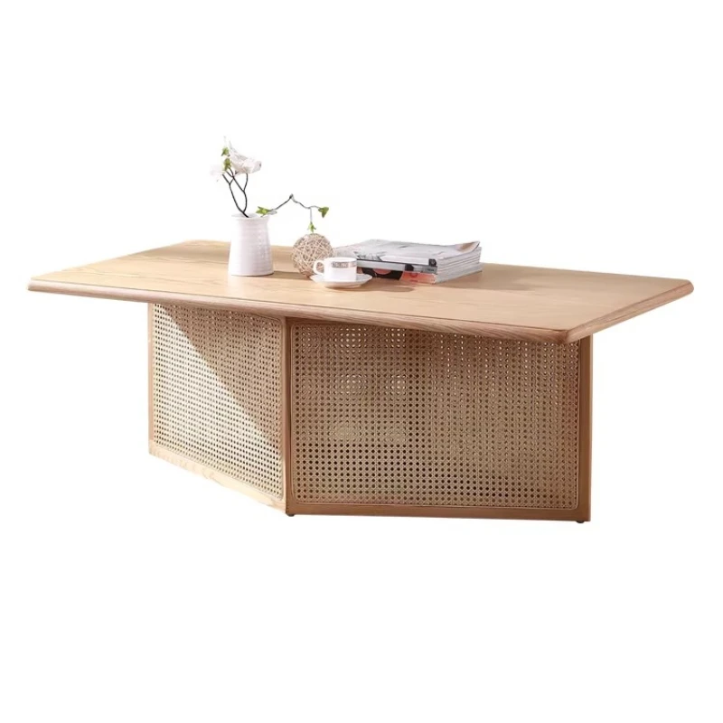 

Nordic solid wood rattan coffee table simple modern home coffee table rattan table small apartment living room balcony