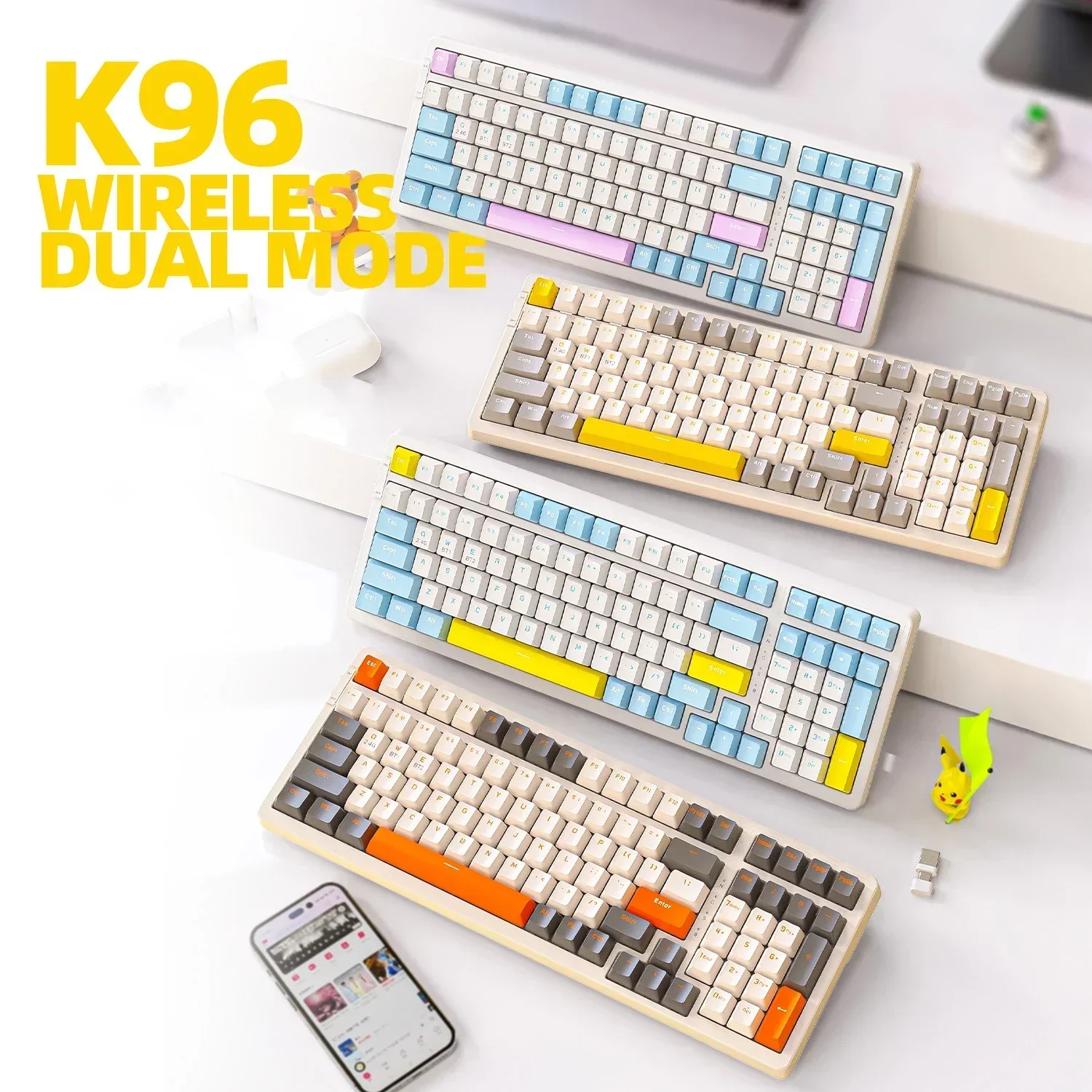 

Mechanical Keyboard USB Type-C Bluetooth 2.4G Wireless Gaming Keyboard Hotswap Keypad 100 Keys Keyboard for PC Gamer Computer