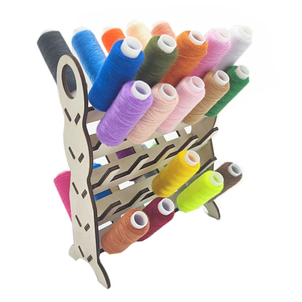 50 Spools Sewing Embroidery Thread Rack Organizer Detachable Wooden Thread Holder Wall Hanging Cones Stand Shelf Tool