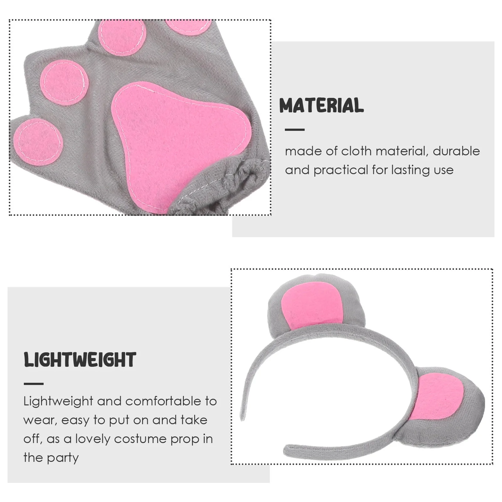 1 セットマウスヘッドバンドテールボウ動物コスチューム軽量パーティー装飾コスプレアクセサリー女性フェスティバル用