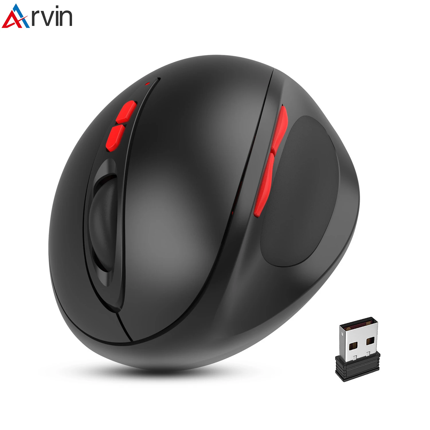 

Arvin 2.4G Wireless Vertical Mouse AA Battery Ergonomic Mice Mute 2400DPI Adjustable Laptop Mouse for Office PC Computer Gaming