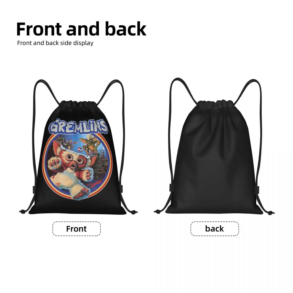 Custom Vintage Gizmo Gremlins Drawstring Bags for Training Yoga Backpacks Sci Fi Movie Mogwai Monster Sports Gym Sackpack