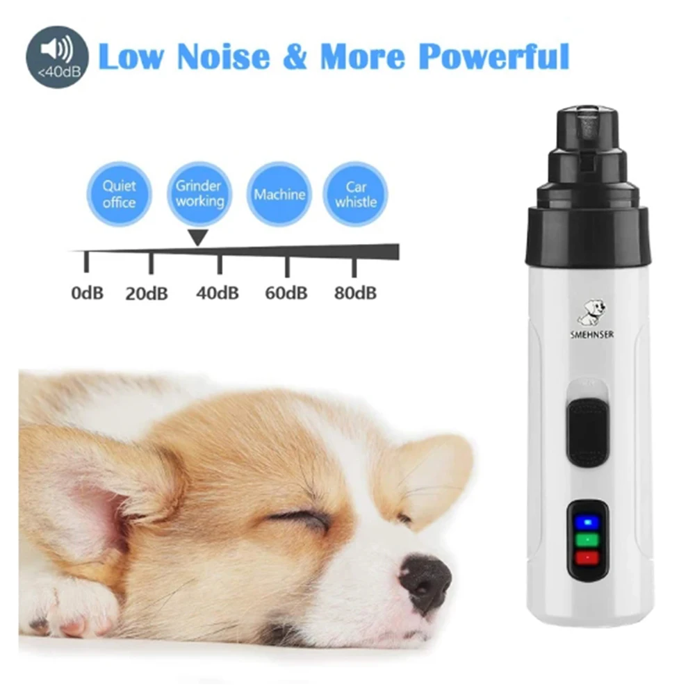 

Painless USB Charging Dog Nail Grinders Rechargeable Pet Nail Clippers Quiet Electric Dog Cat Paws Nail Grooming Trimmer Tools