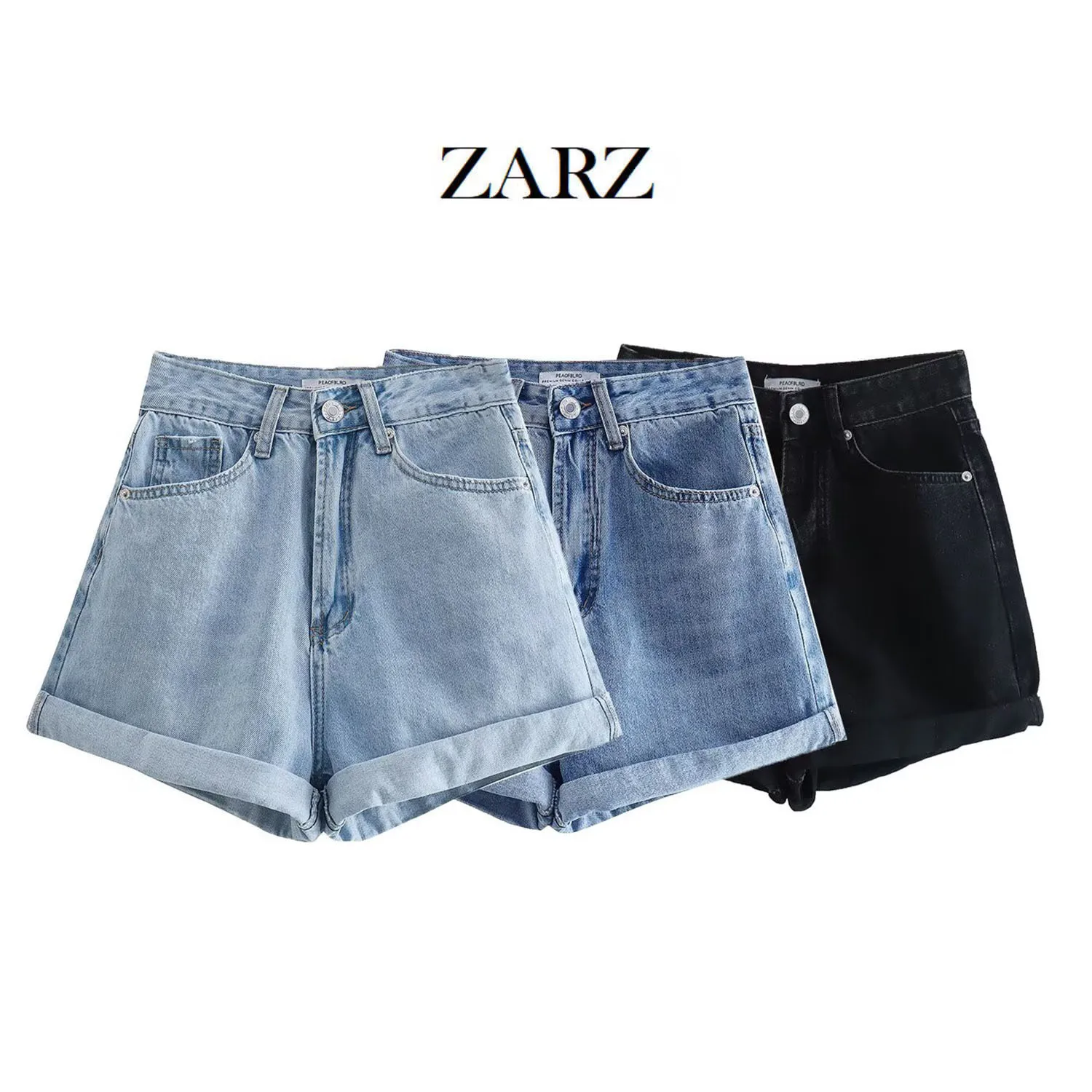 

2025 Vintage Casual Chic Denim Women Shorts Solid Pockets Zipper Short Pants New Fashion 2024 Spring Elegant Female Shorts
