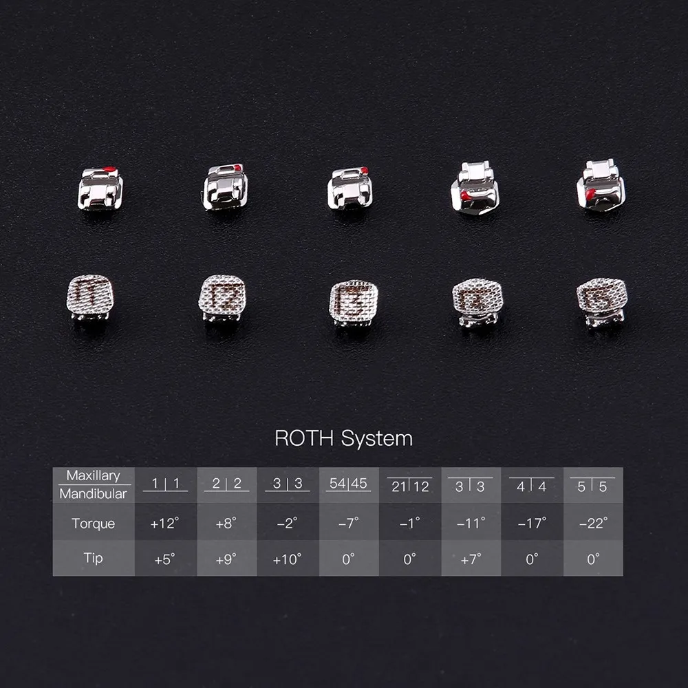 AZDENT Metal Dental Orthodontics Self-Ligating Brackets Movable Hook Auxiliary Hole With Buccal Tube Roth.022/MBT.022/STD.022