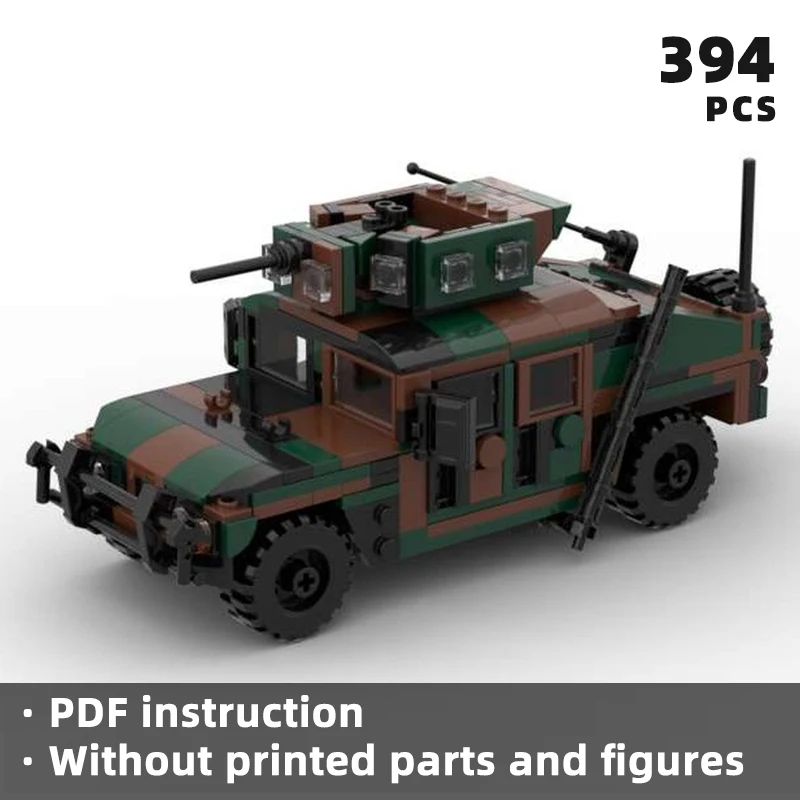 versatile M1151 HMMWV up armored armaments carrier bricks US armed forces camo vehicle blocks military car army war combat moc