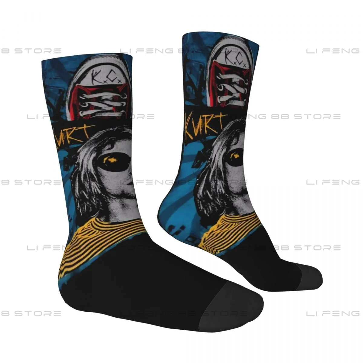 Kurt Cobain Guitar Unisex Winter Socks Hip Hop Happy Socks Street Style Crazy Sock