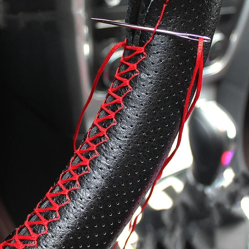 38cm DIY araba direksiyon kılıfı deri sürüş araba kapakları otomatik direksiyon simidi-kapakları evrensel koruyucu tekerlek kapakları mal