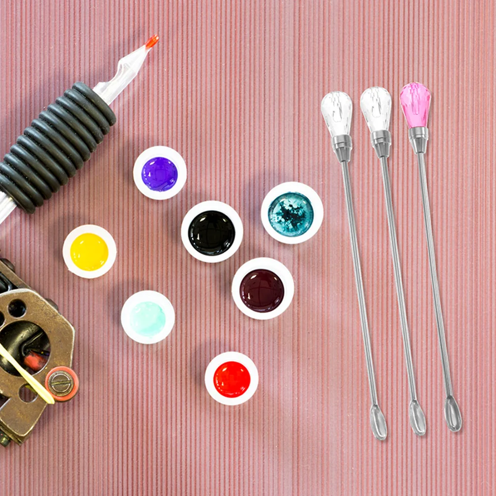 

9Pcs Metal Stirring Spoons and Sticks Set for Mixing Tattoo Pigment Paint Glue DIY Craft Tool Compact Reusable