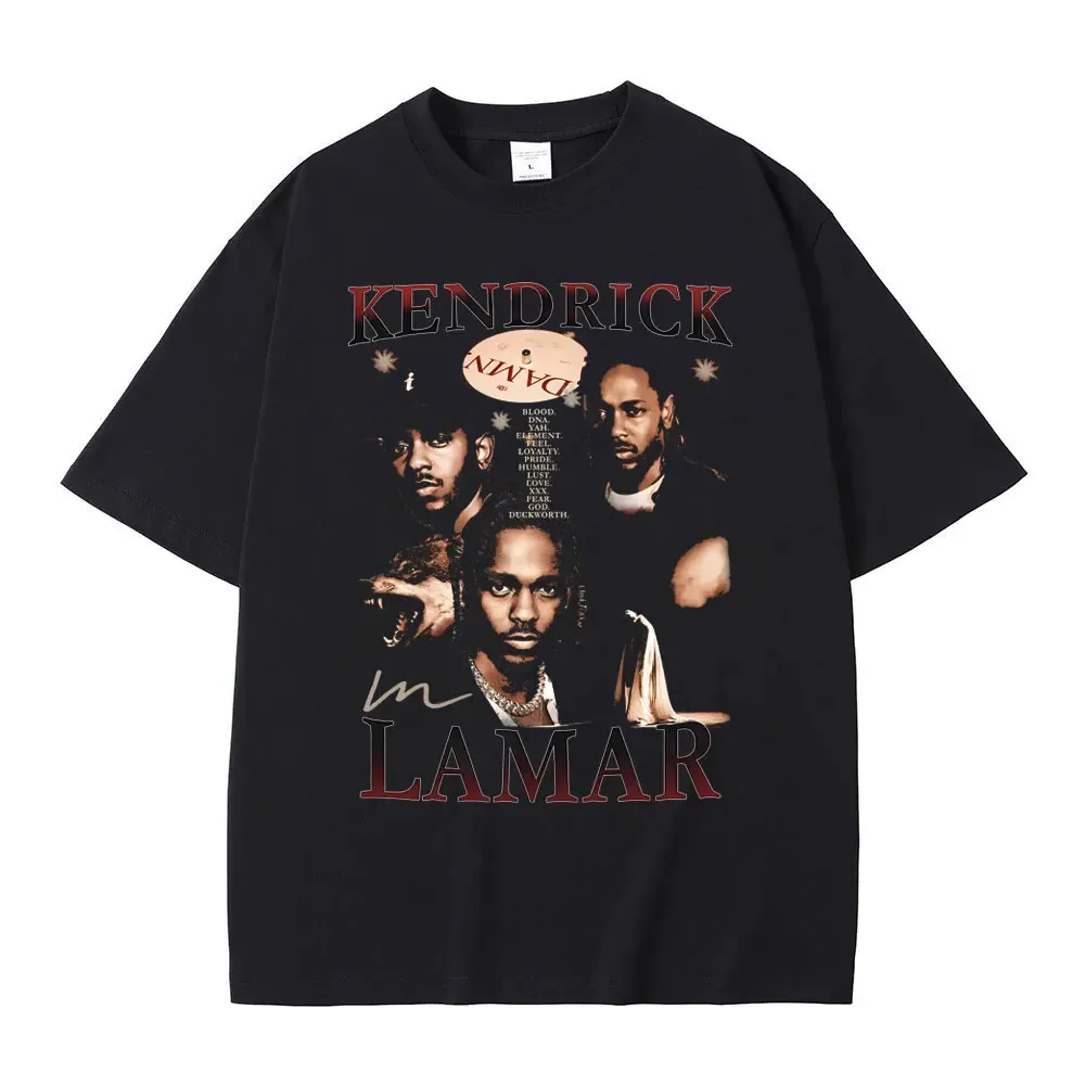 Rapper Kendrick Lamar DAMN Graphic T Shirts Men Women Hip Hop Vintage Harajuku T-shirts Men's Fashion Oversized Tees Streetwear