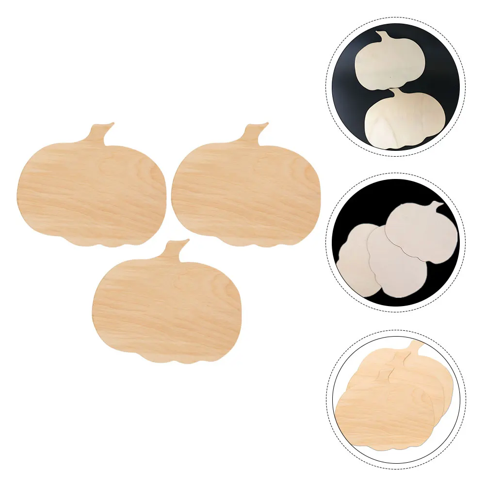 3 قطع من ألواح تزيين على شكل يقطين، ملصق خشبي غير مكتمل، قرع فارغ للأطفال #3