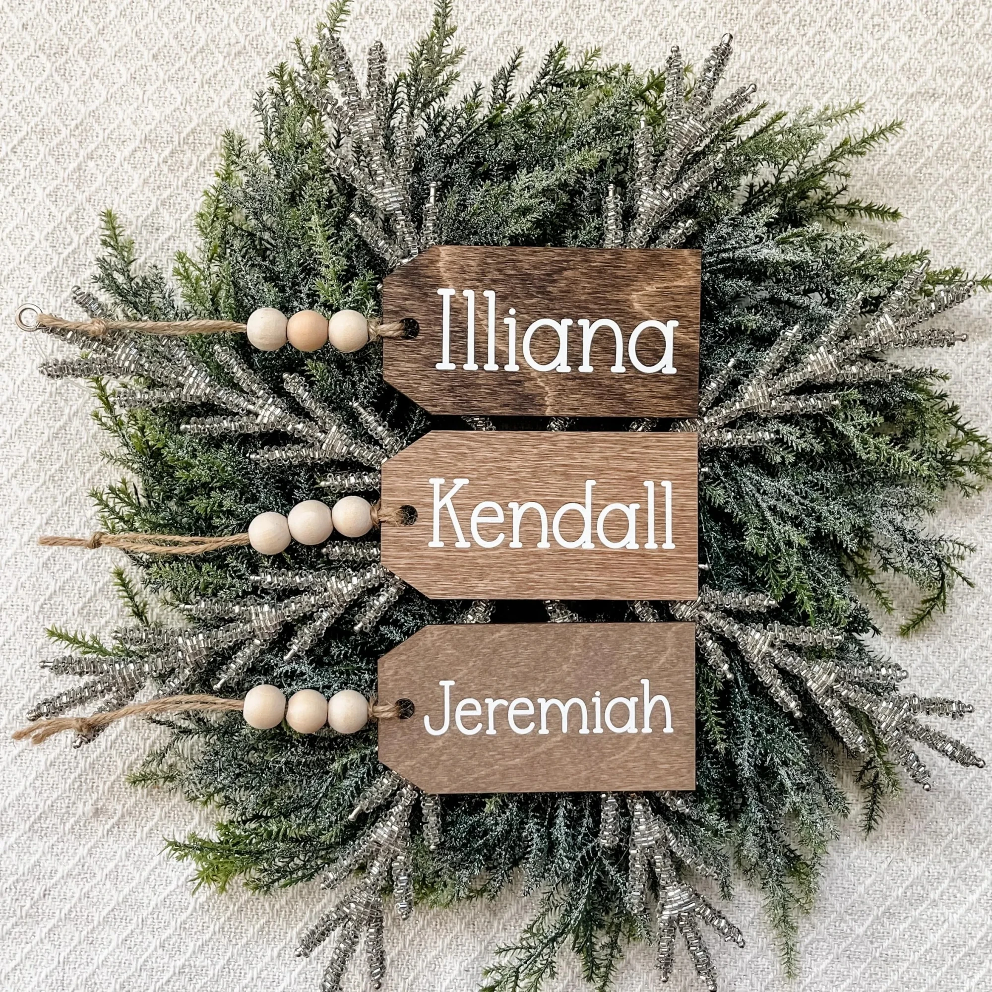 Personalized Wooden Stocking Tag Custom Stocking Name Tags Farmhouse Christmas Gift Tags Rustic Stocking Christmas Mantle Decor