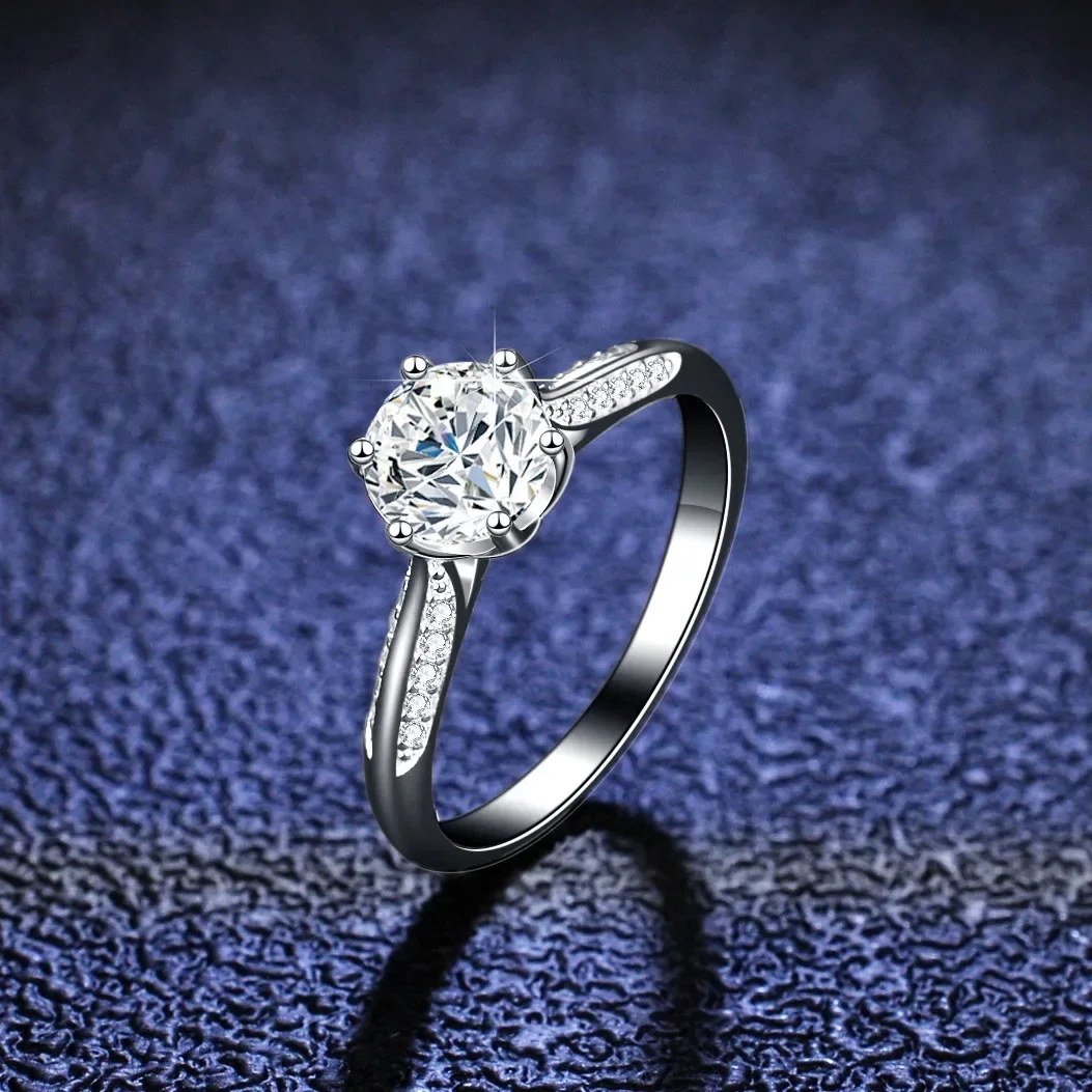 Bague en diamant Moissanite pour femme, platine PT950, bague de proposition de mariage, bague en diamant Moissanite à six griffes, bijoux de dîner Starlight