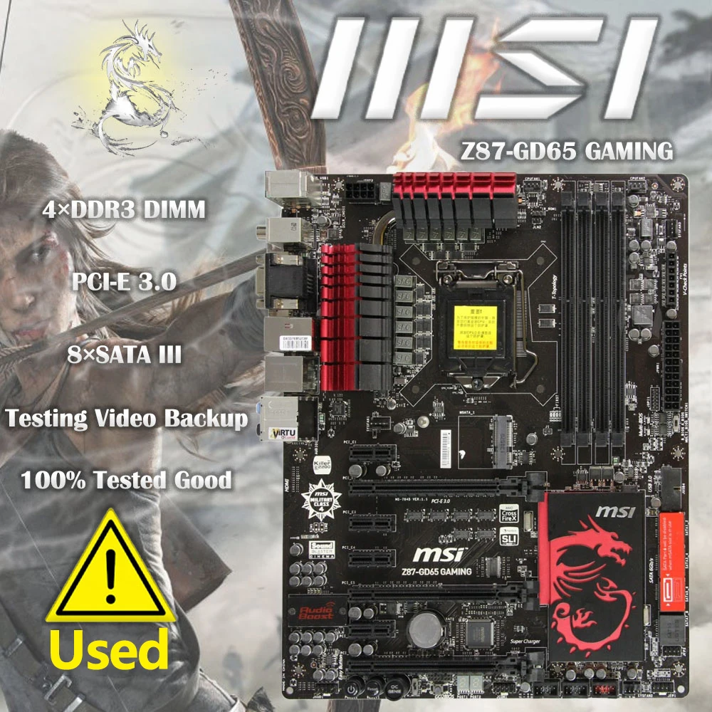 

Used MSI Z87-GD65 GAMING Motherboard Core i7/i5/i3/Pentium/Celeron LGA 1150 DDR3 Overclocking 32GB PCI-E 3.0 ATX