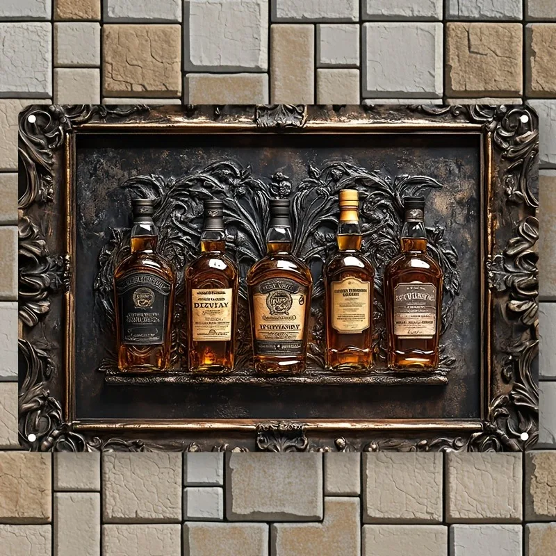 

Room Decor 1pc Vintage Whiskey Bottle Metal Wall Art, 7.9x11.8"/11.8x17.7" Aluminum Sign, Historical Bar & Living Room Decor
