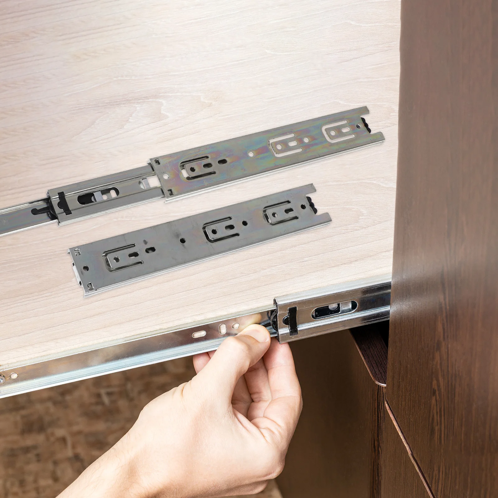 

2pcs 10 Inch Drawer Slides Full Extension Ball Bearing Side Mount Cabinet Drawer Track Guide For Filing Desks Storage Hardware