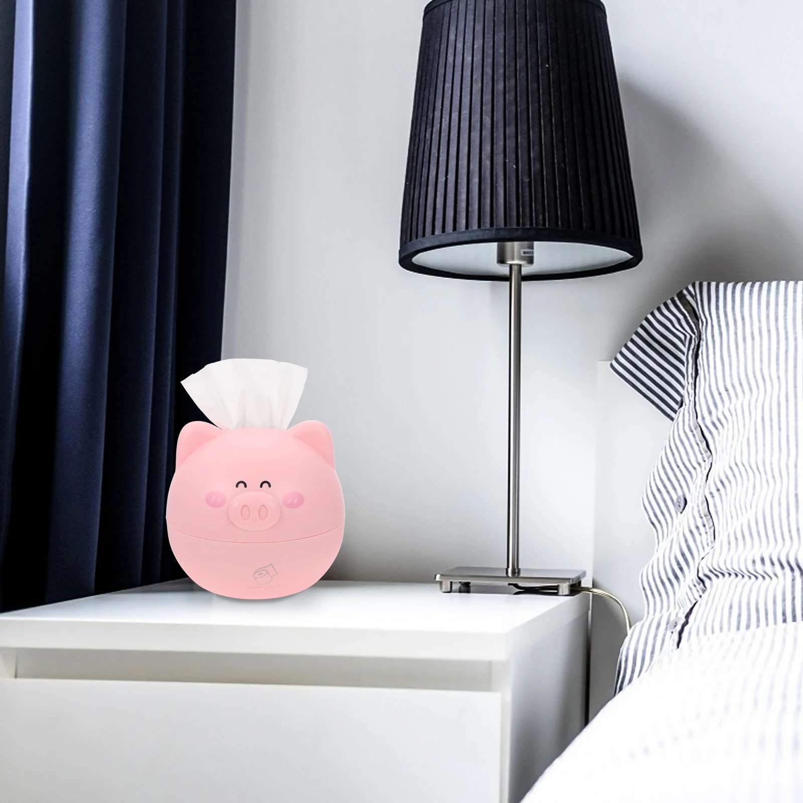 

1Pc Creative Pig Modeling Tissue Box Abs Material Stable Structure Living Room Bedroom Travel Decorative Organizer