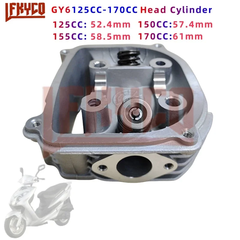 Motorcycle Cylinder Head For Moped Scooter GY6 125CC 150CC 155CC 170CC 52.4mm 57.4mm 58.5mm 61mm Engine ATV Quad Dirt Bike Buggy