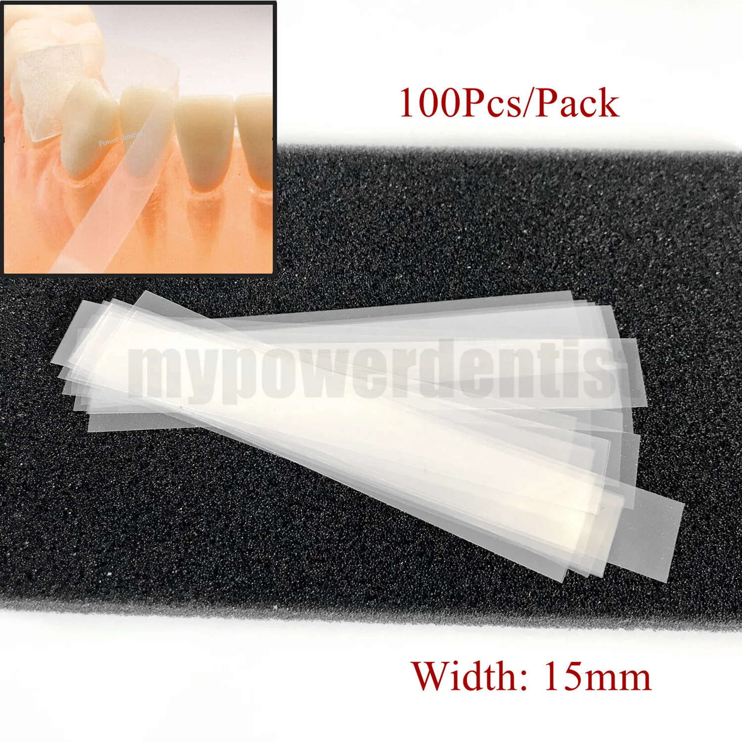 

5Pack(500Pcs) Dental Transparent Clear Plastic Strips for Crown Form Restorative Width 15mm