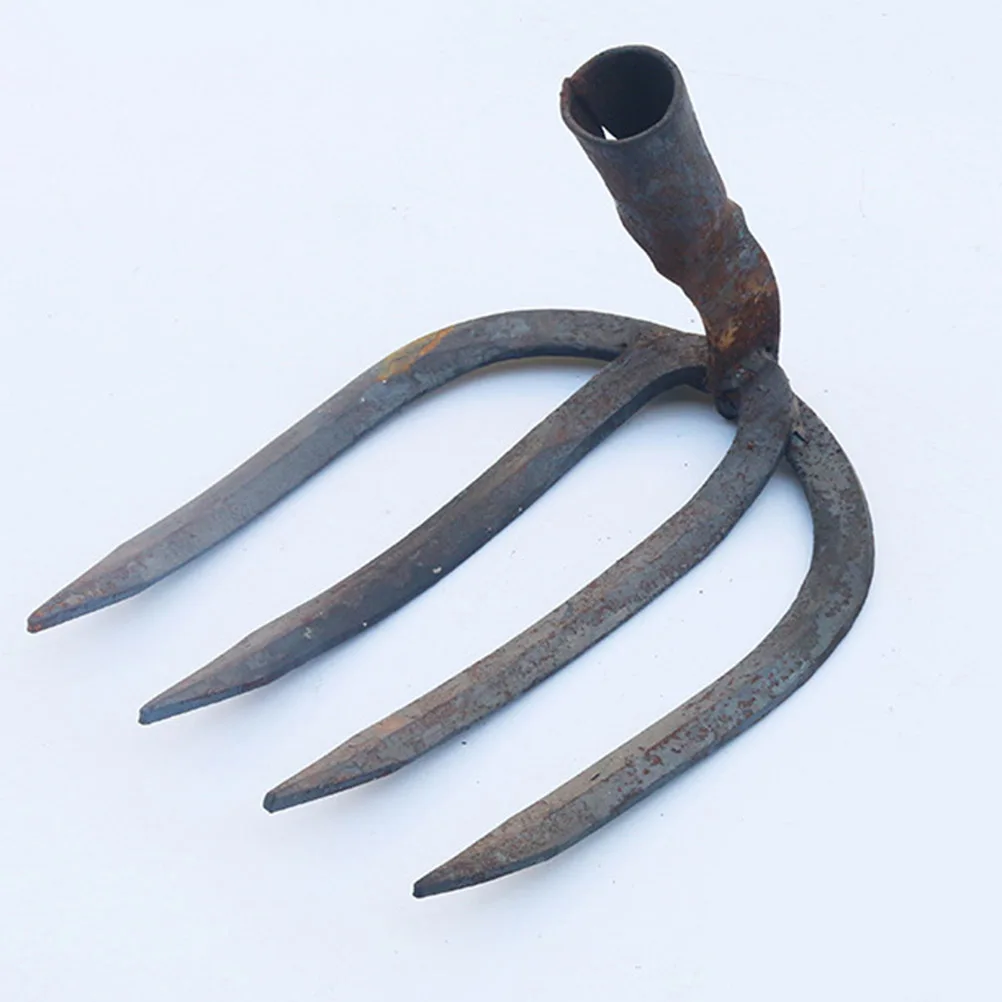 

4 Teeth Head Steel Garden Tool Accessories For Farm Yard Gardening Small Durable Metal Rake Dense Strong Cleaning Weeds Leaves