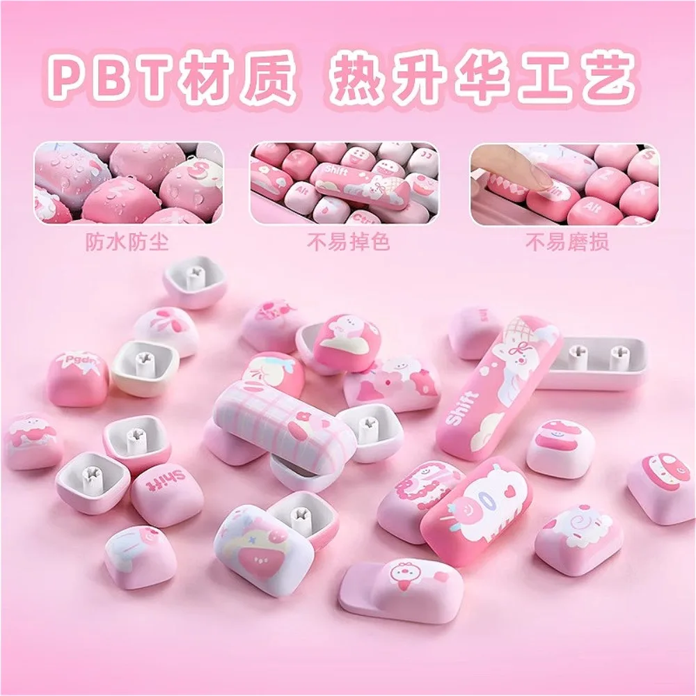 Meowtalk Sweetheart Pink Keycaps Thermal Sublimation MOG Height 138 Keys Keycap Set for MX Switch Mechanical Keyboards