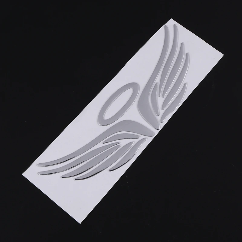 3D Chrome Angel Wing Sticker Decal Auto Car Emblem Decal Decoration Color Silver