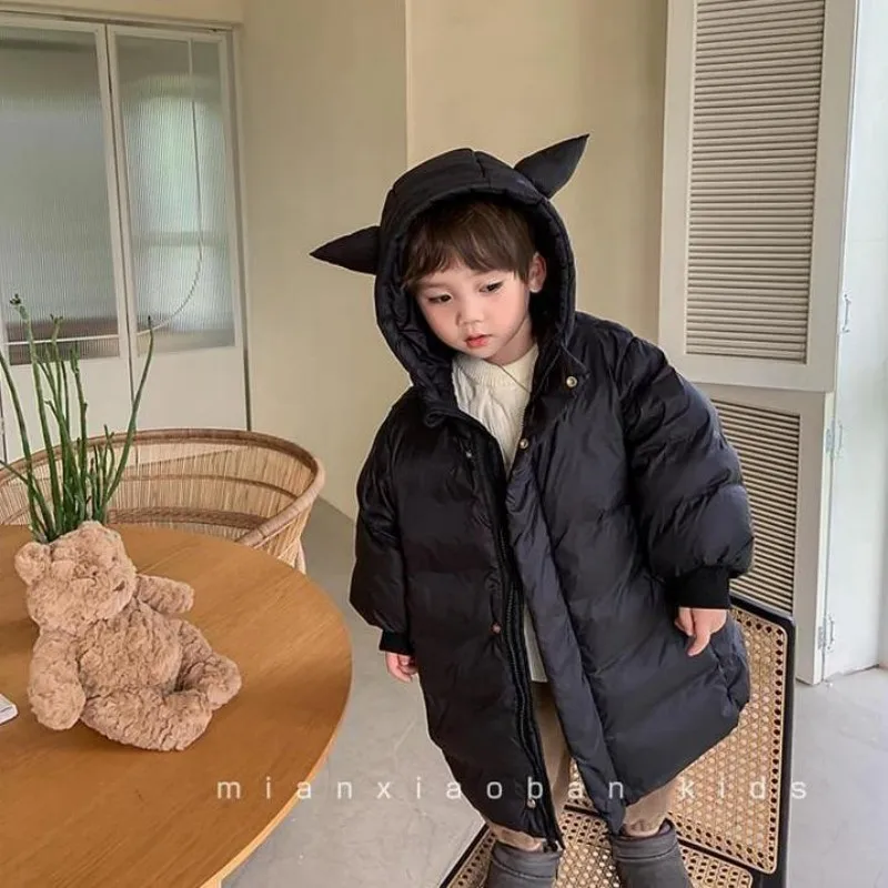 Boys Girls Fleece Lined Thick Warm Cotton Coat Autumn Winter New Fashion Zipper Hooded Jacket Children Clothing Outerwear