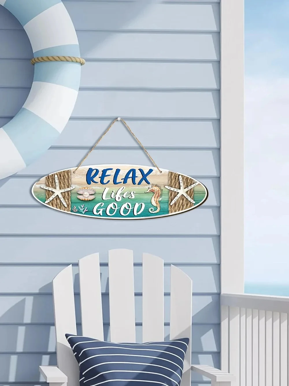 Summer Relax lifes good wood plaque sign, Surfboard shape decoration, Sand beach decor sign, Outdoor wall hanging art decor view 3