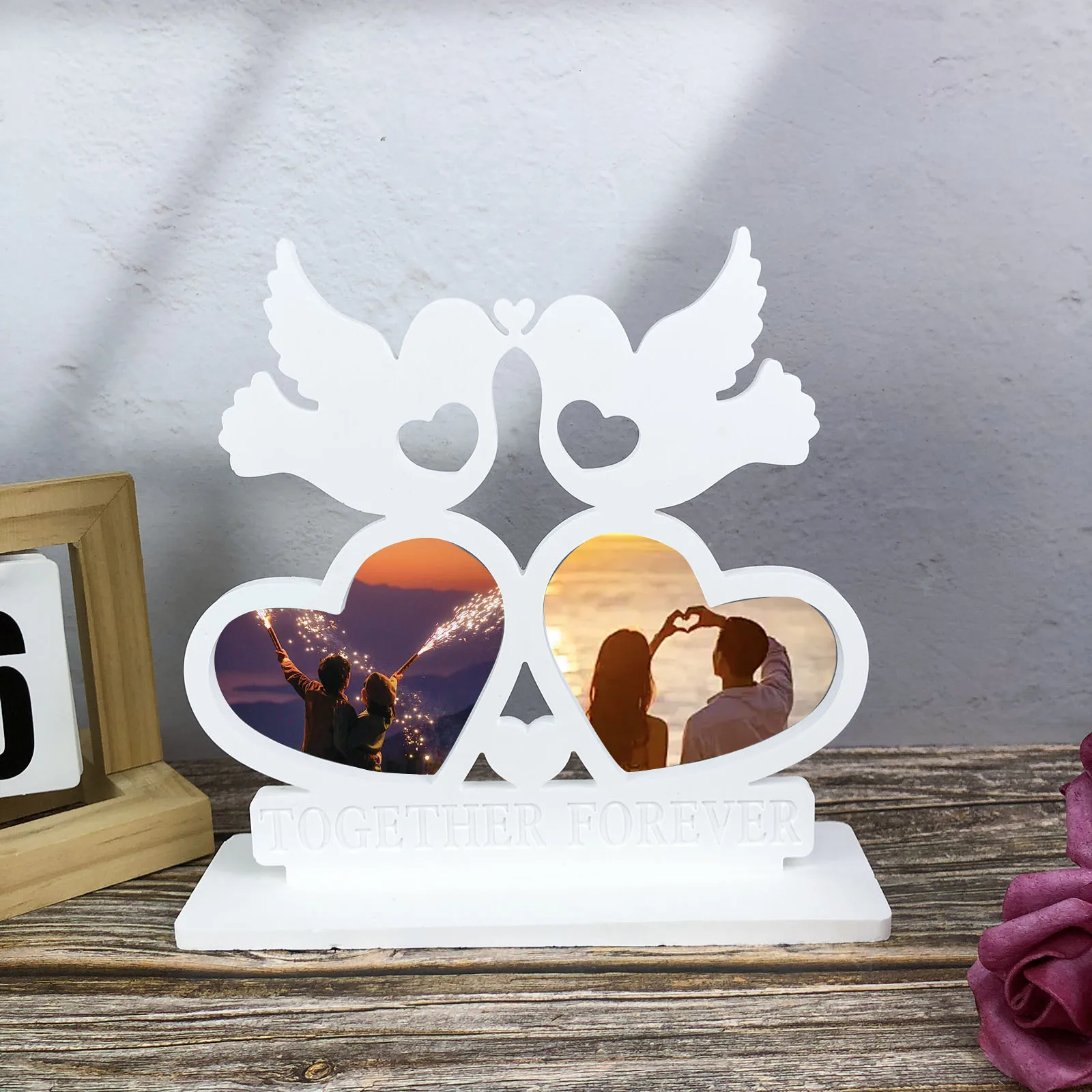 

2025 New Hot Mould X0562+5941 Pendants Love Bird Photo Frame and Base Decoration Mold Home DIY Ornament Ceramics Silicone Molds