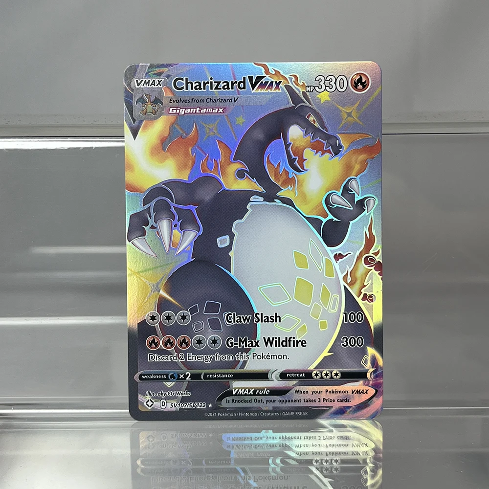 Folie PKM Einzelkarten Pikachu Charizard EX Bubble Mew Game Seltene Sammelkarten PTCG Rainbow Proxy Cards