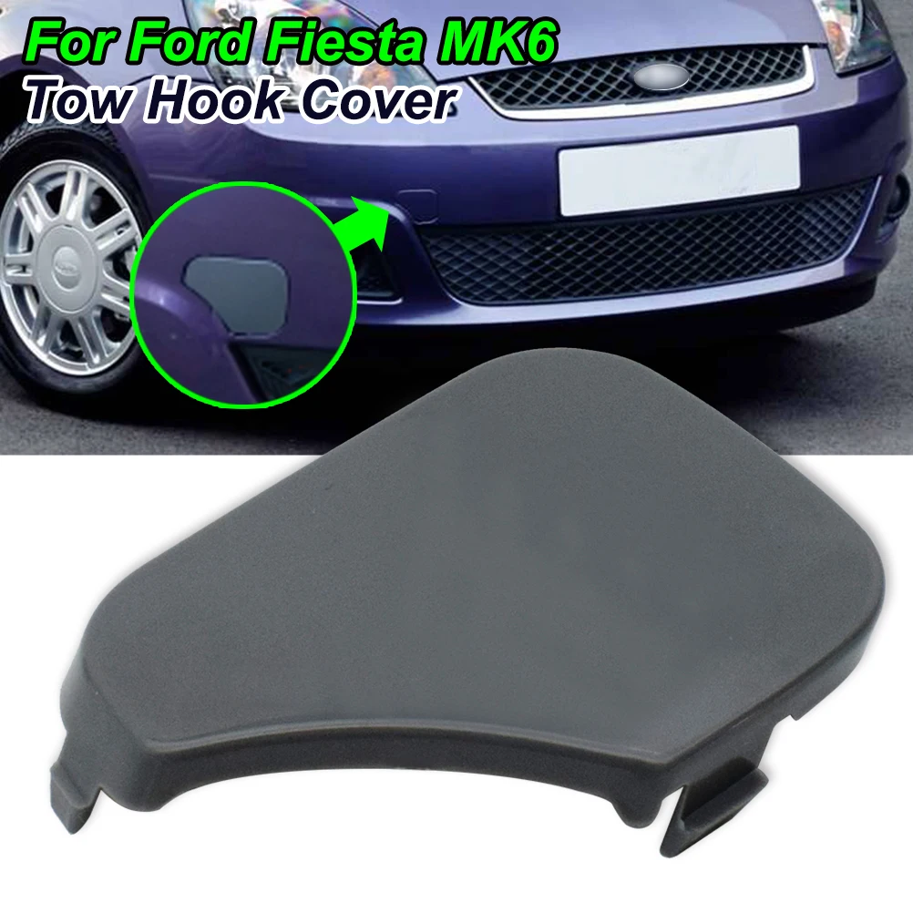 1pc Car Front Bumper Tow Hook Cover For Ford Fiesta MK6 2005 2006 2007 2008 Towing Eye Cap Auto Replacement 1375861 6S6117A989AA