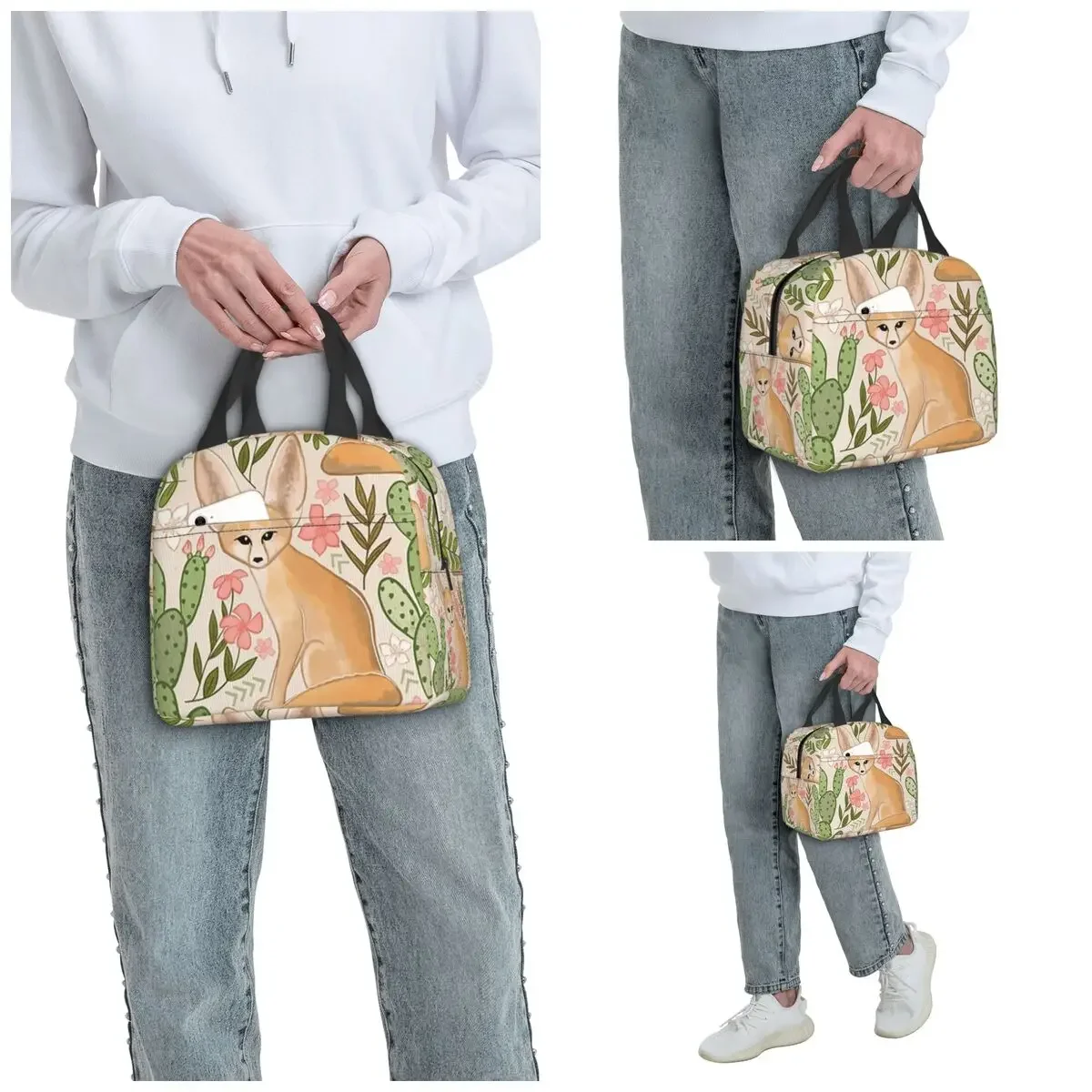 Cute Fennec Fox In Desert Insulated Lunch Bag for Kids School Cooler Thermal Food Box Tote Leakproof Lunch Boxes Container