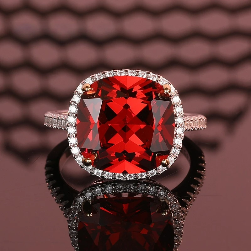 

Минималистское кольцо с платиновым искусственным драгоценным камнем PT950, рубиновое кольцо, женское кольцо с имитацией бриллианта, резка 13*13, драгоценные камни