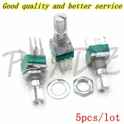 5PCS Vertical single R097 RK097 precision potentiometer with bracket, handle 15mm, no gear, 3 feet B10K 2K 5K 100K 250K 1M