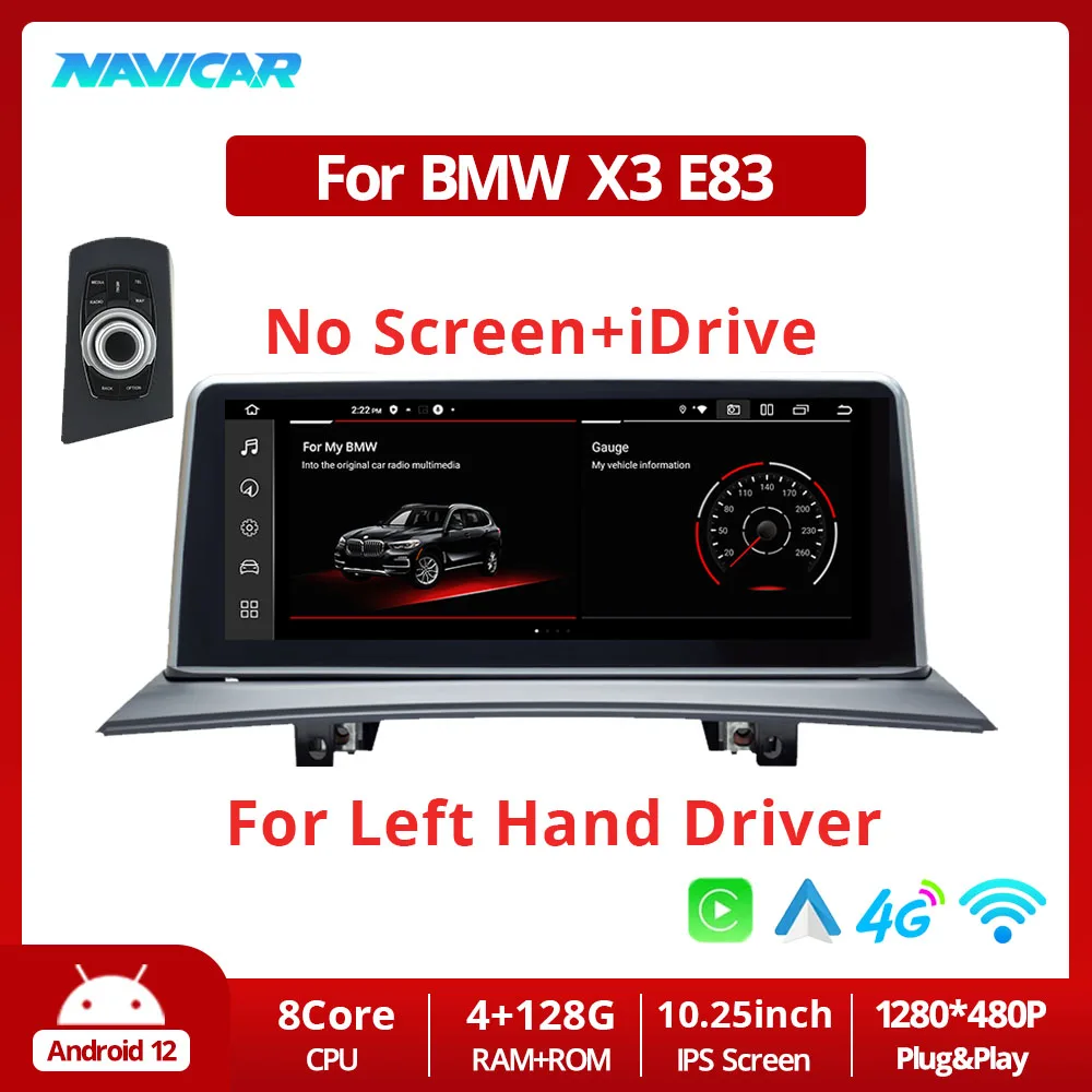 

Автомагнитола NAVICAR 10,25 ''4 + 128G для BMW X3 E83 2004-2010 с Idrive Android12, автомагнитола, стерео, мультимедийный плеер Carplay, Bluetooth