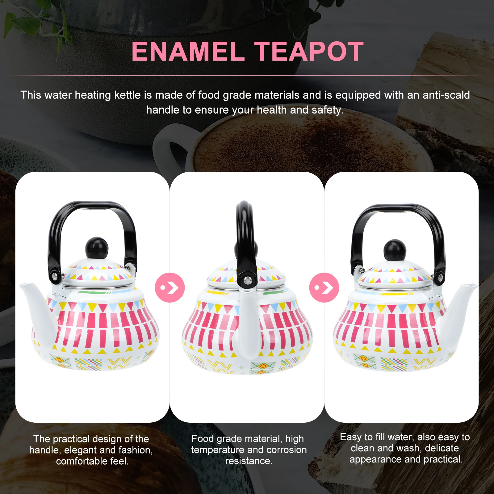 

Stainless Steel Enamel Large Capacity Water Boiling Kettle For Gas Furnace Induction Cooker Easy Clean Decorative Kitchen