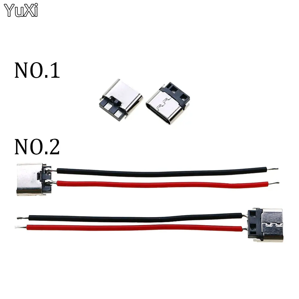 

YUXI 1-20PCS Type-C 2pin Soldered Female With wire Type-c Female 2Pin 3A High Current Socket Power Charging
