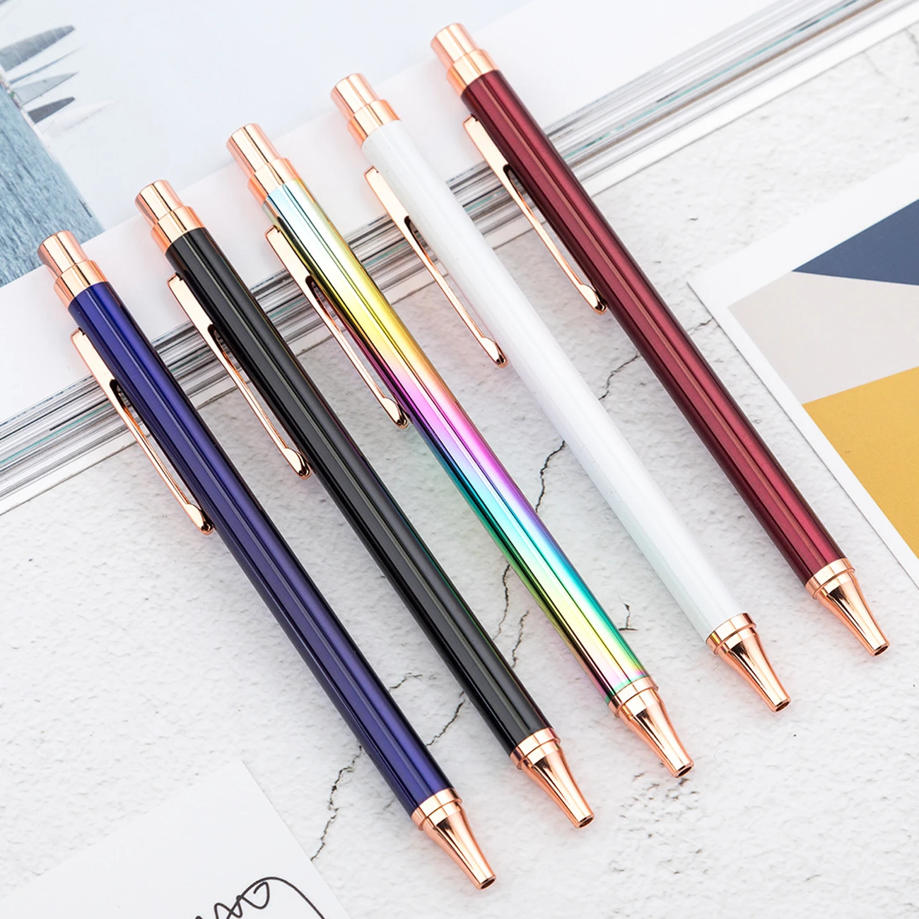 Ellen Brook 1 PCS Roller Ballpoint Pen Luxury Cute Wedding Rose Gold Metal Stationery School Office Supply High Quality Pen