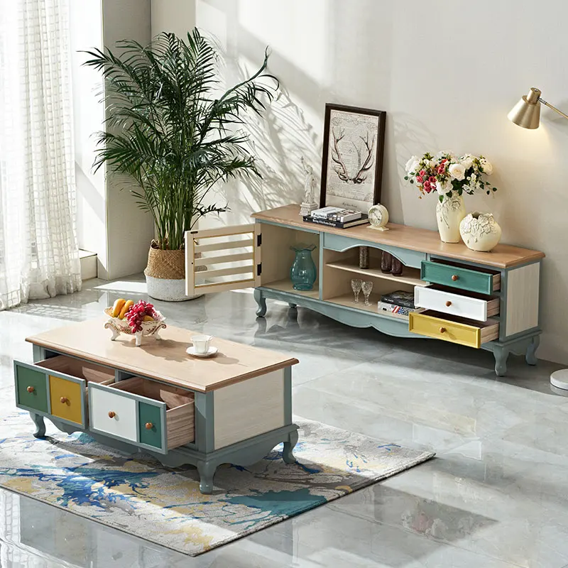 خزانة تلفزيون البحر الأبيض المتوسط، مجموعة طاولة القهوة، خزانة تلفزيون أمريكية، خزانة أرضية، شقة صغيرة، خزانة غرفة المعيشة #2