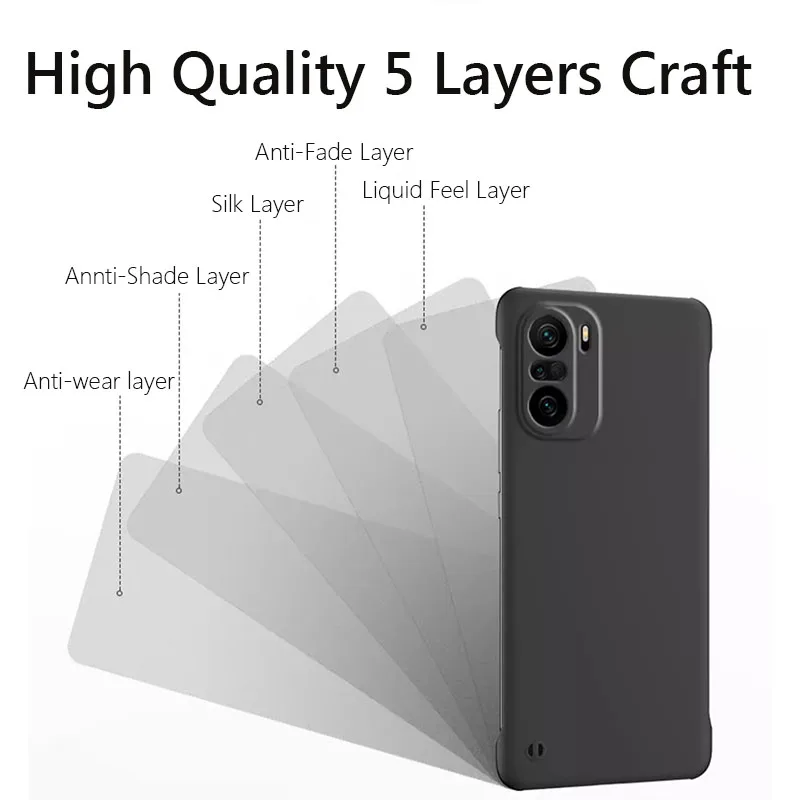 Frameless Slim Matte Hard PC Back Cover Case For Poco F3 PocoF3 GT ShockProof Fundas Coque